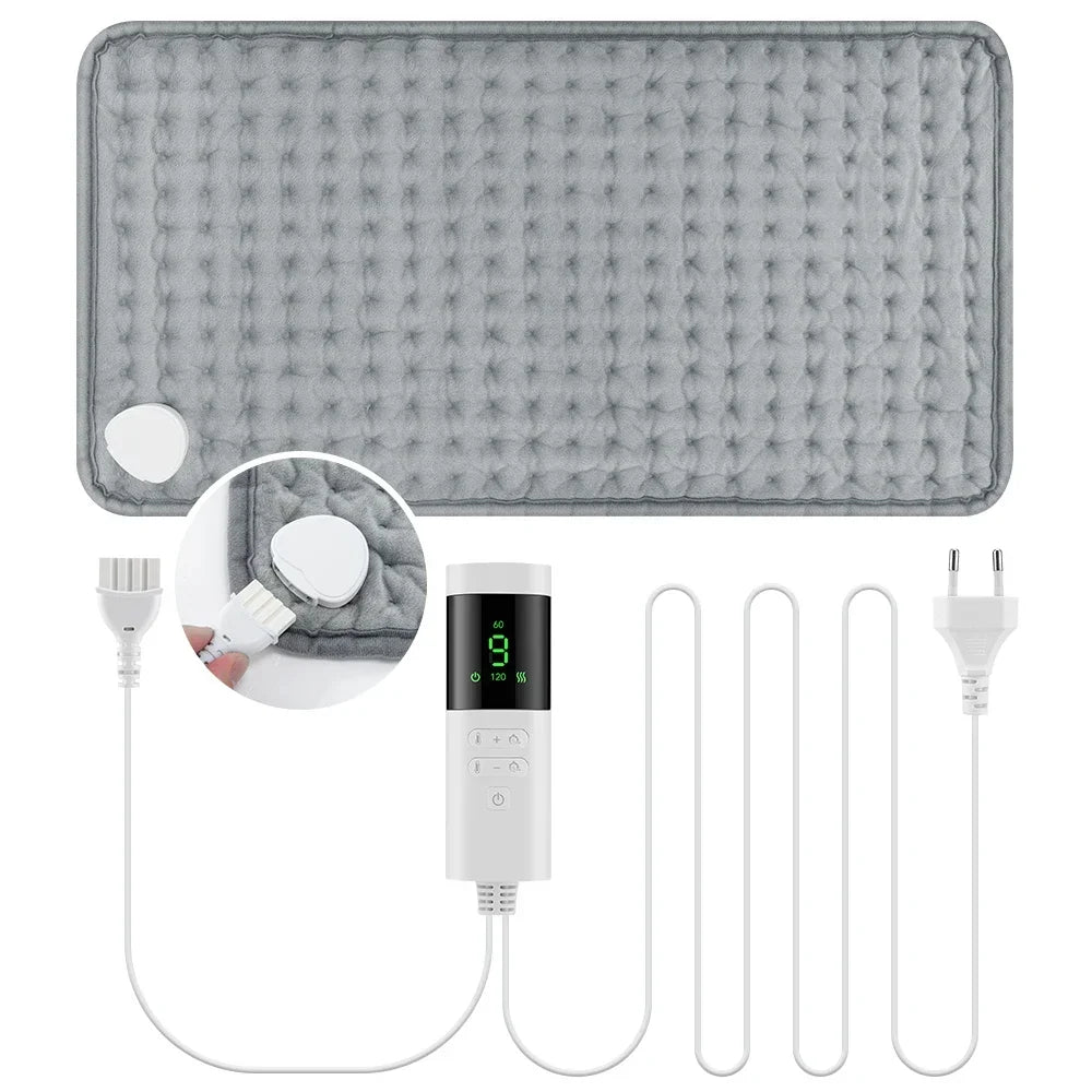 Electric Heating Pad with 9 Heat Settings 4 Timers, Soft Plush USB Washable Heated Mat for Back Neck Belly Office Home