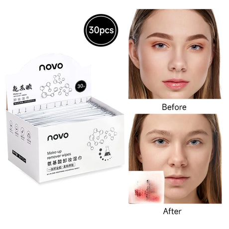 30pcs Of Makeup Remover Wipes For Face,Moisturizing&Gentle,Deep Cleansing Without Noresidue,Individually Packaged,Disposable Use