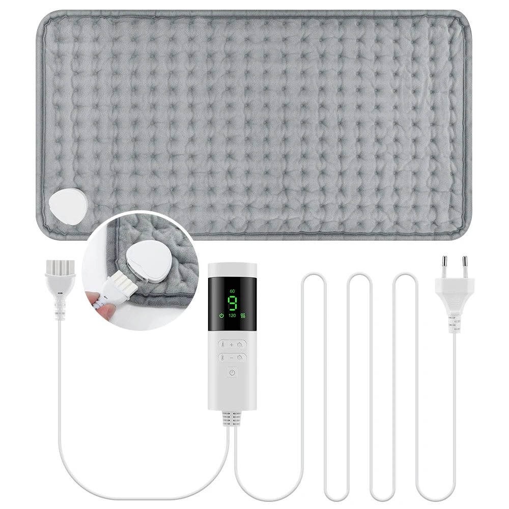 Electric Heating Pad with 9 Heat Settings 4 Timers, Soft Plush USB Washable Heated Mat for Back Neck Belly Office Home