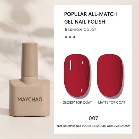 MAYCHAO Gel Nail Polish 12ML Full Coverage Base Top Coat Soak Off Gel Polish UV LED Gel Semi Permanent Varnishes Design Nail Art