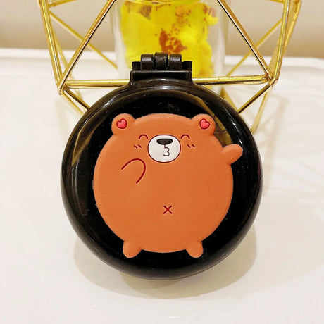 Baby Girls Kawaii Cute Cartoon Animal Folding Massage Comb with Makeup Mirror for Children Travel Portable Plastic Hair Brush