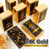 AILKE 24K Gold Foil Whitening Soap, Brightening, Even Skin Tone, Improve Skin Elasticity, Deeply Cleaning, Remove Spots, 200g