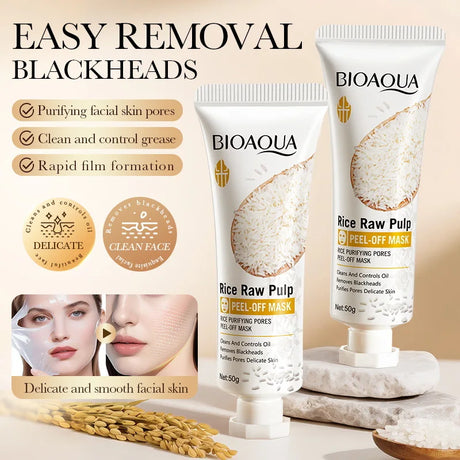 BIAOQUA White Rice Face Peeling Mask Moisturizing Remove Blackhead Whitening Anti-aging Anti Wrinkle Facial Peel Masks Skin Care