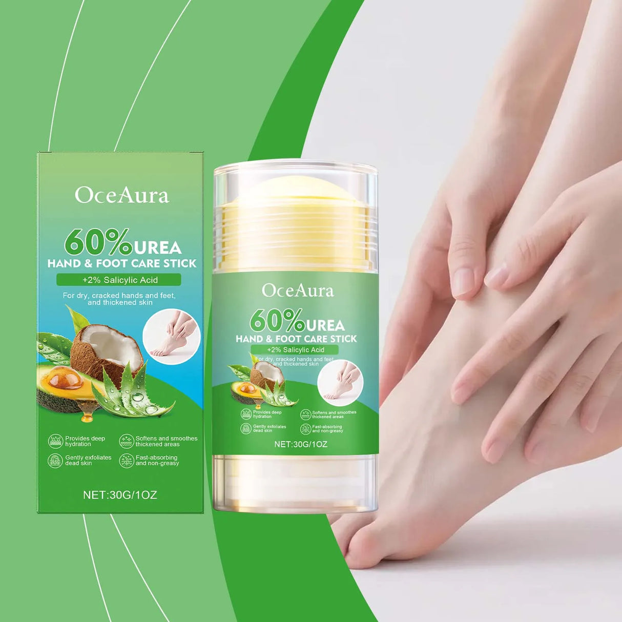 Hand and Foot Balm Stick with Beeswax for Dry Cracked Skin Soothing Repairing Rough Heels Hands Non Greasy Travel Size 30g