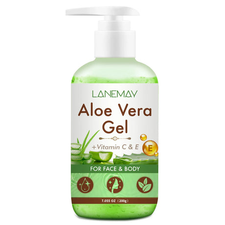 Vitamin C and E Aloe Vera Gel For Face & Body Hydrating Moisturizing Repairing Sunburn Relief Acne Care For Sensitive Skin 200g
