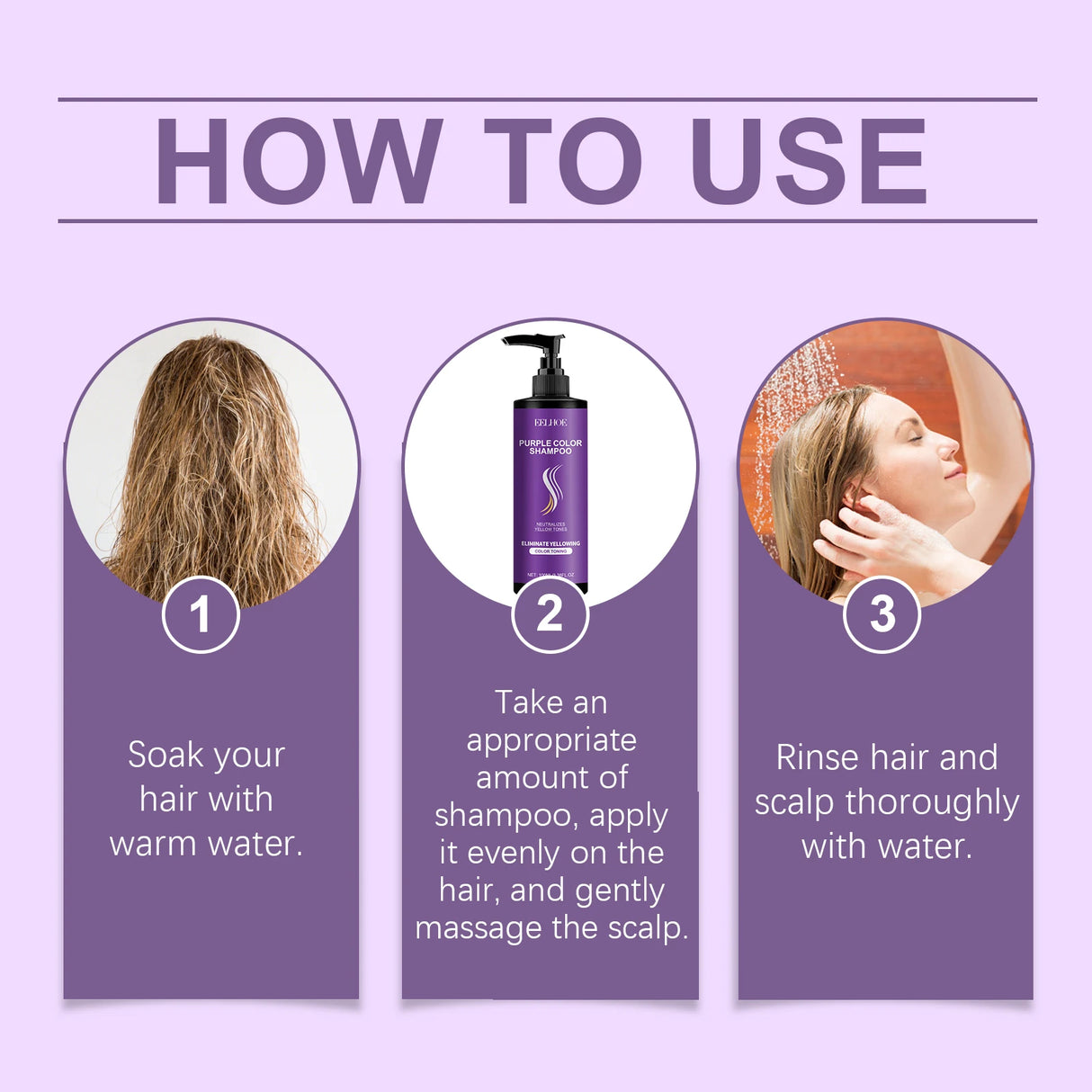 Purple Shampoo, Long-Lasting Color Care, Daily Nourishing, Smooth and Moisturizing Hair, Purple Shampoo