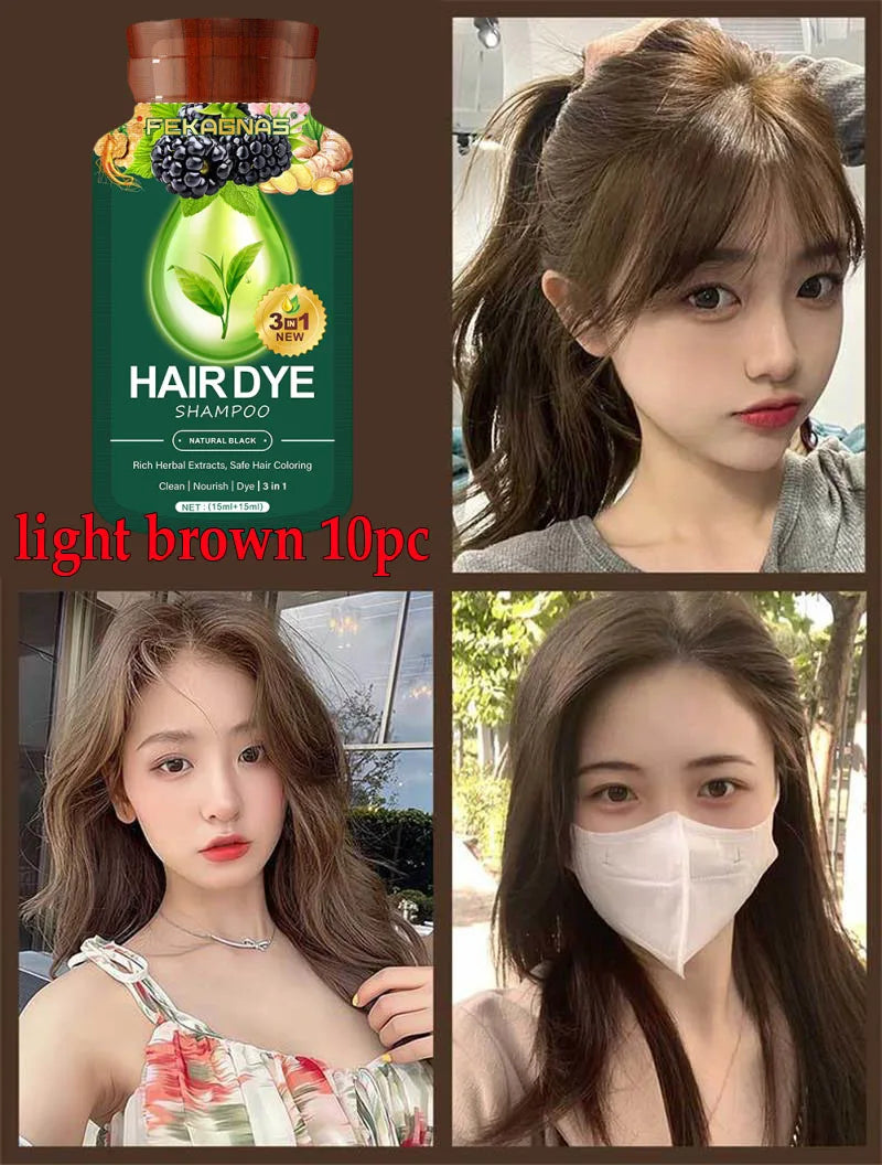 Pure Natural Herbal Hair Dye Shampoo Change Hair Color Cover Gray Hair White Hair Treatment Bubble Plant Hair Dye Hair Care