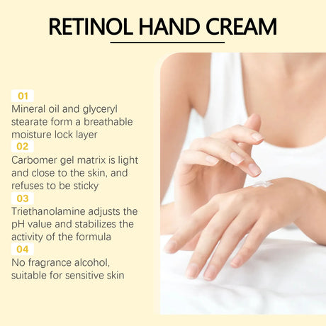 Retinol Hand Cream Firming Hand Lotion Retinol Moisturizer For Aging Dry Cracked Hands Hydrates & Soothes Dry Hands Non-Greasy