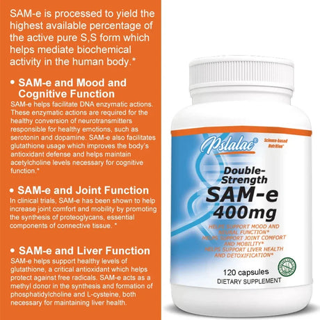 Sam-E 400mg Joint Supplement - Supports Joint Health, Brain Function, Improves Mood, Boosts Energy Levels, Relieves Stress