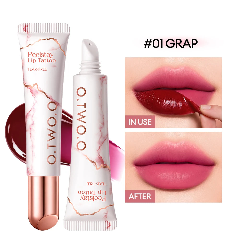 O.TWO.O Peel-Off Lip Stain Lipstick 48H Color-Lock Highly Pigmented Waterproof Non-stick Cup Lip Care Peel-Off Lip Tint Makeup