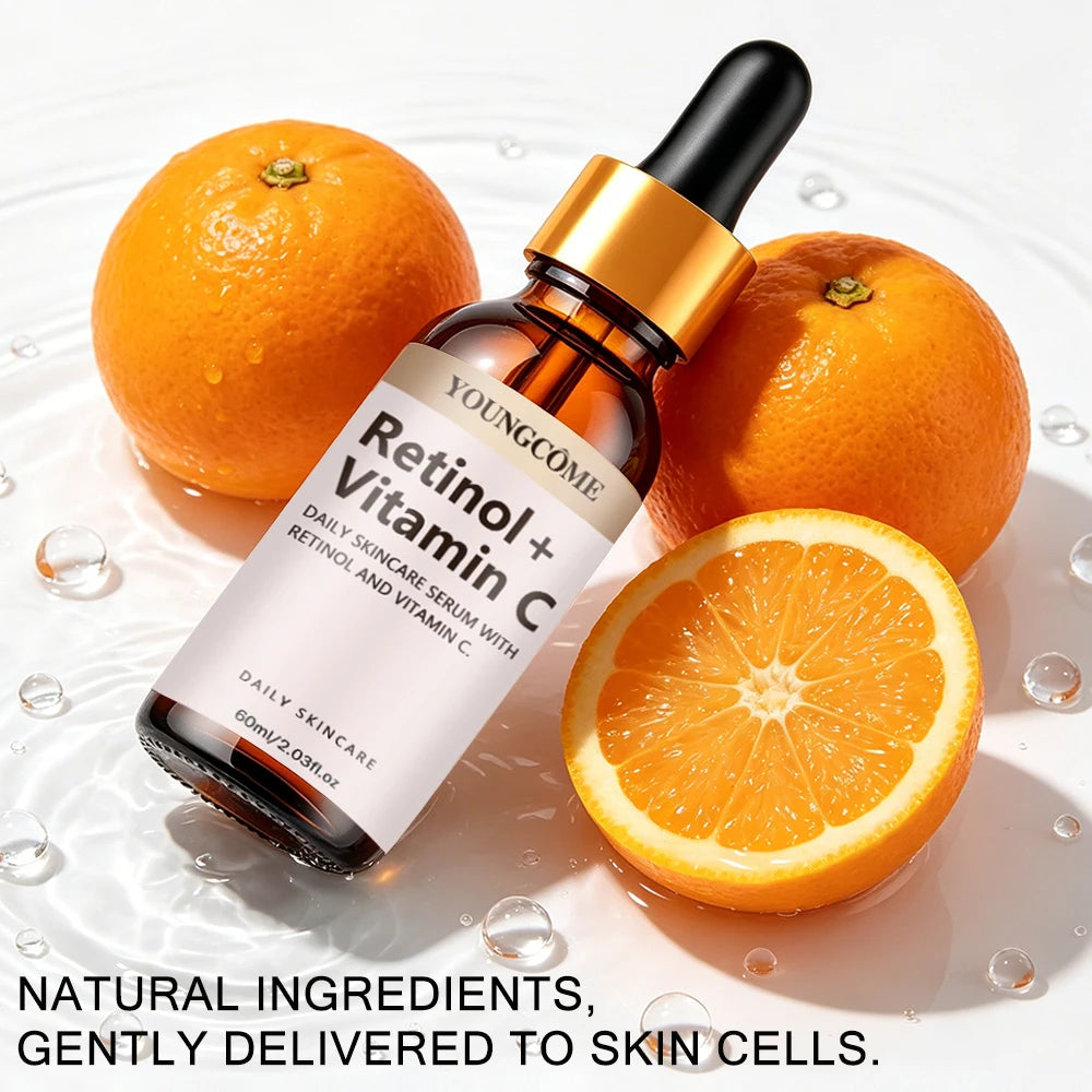 Daily Skincare Serum with Retinol Vitamin C, Anti Aging Face Brightening Hydrating Moisturizer, Firming Smoothing Fine Lines Por
