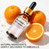 Daily Skincare Serum with Retinol Vitamin C, Anti Aging Face Brightening Hydrating Moisturizer, Firming Smoothing Fine Lines Por