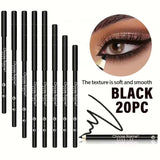1-20Pcs Waterproof Eyeliner Pencil Long-Lasting High Pigmented Black Wooden Eyeliner Eyebrow Pen Hard Refill Smooth Eyes Makeup