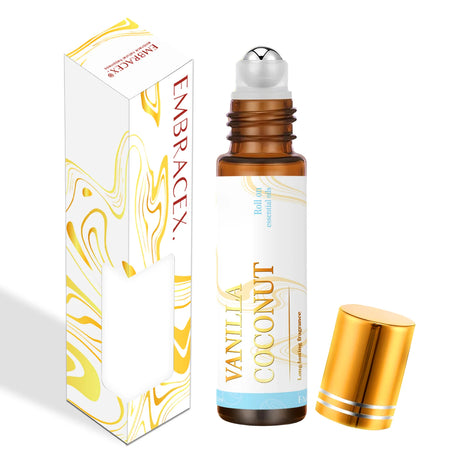 0.33fl.Oz Roller Essential Oils Fragrance Long Lasting Roll-On Essential Oils Gifts Aromatherapy Vanilla Coconut
