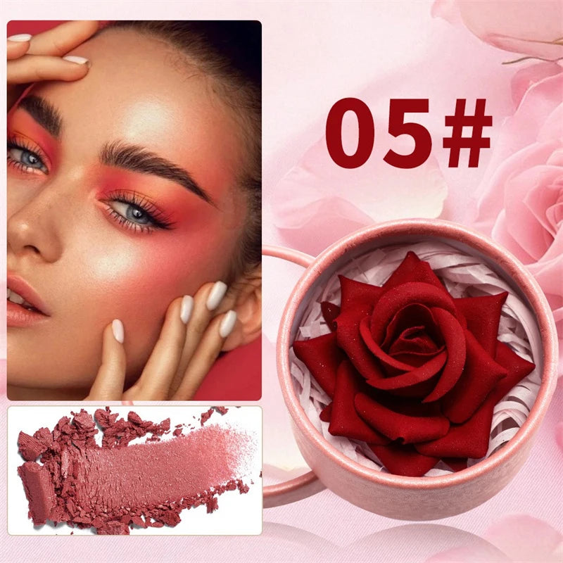 3D Rose Petal Blush Highlights Natural Makeup Brightening Cheek Long Lasting Waterproof Matte Highlighter Shimmer Blusher Makeup