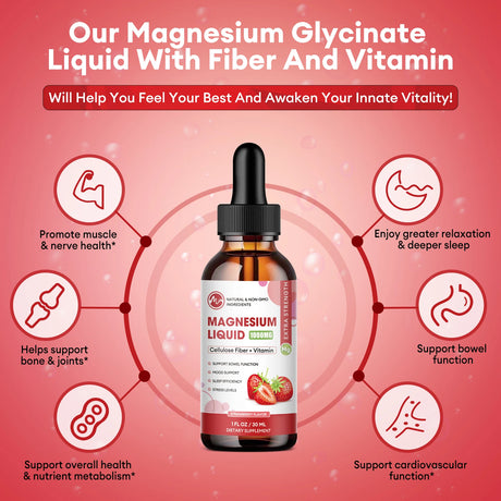 MINCH Magnesium Glycinate Liquid Drop,Sleep Support Vegan Non-GMO Support Bone & joints Health Promote Muscle & Nerve Health