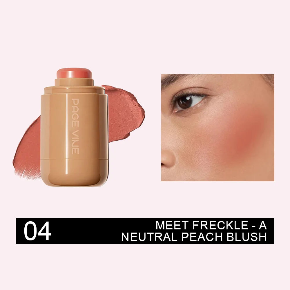 Pocket Matte Blush Stick Long Lasting Non-Sticky Lip & Cheek Tint Natural Nude Brightening Contour Rouge