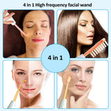 4-in-1 Portable Handheld Electric Neon Wand for Face Skin Beauty High Frequency Facial Therapy Tool for Acne Treatment