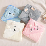 Toddler Bathrobe Infant Bath Towel Boy Girl Blankets Swaddle With Hood Cartoon Coral Fleece Towel Blanket Newborn Kids Bedding