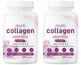 Multi Collagen Pills 240 Capsules | Type I II III V X | Hydrolyzed Protein Peptides with Biotin Hyaluronic Acid & Vitamin C