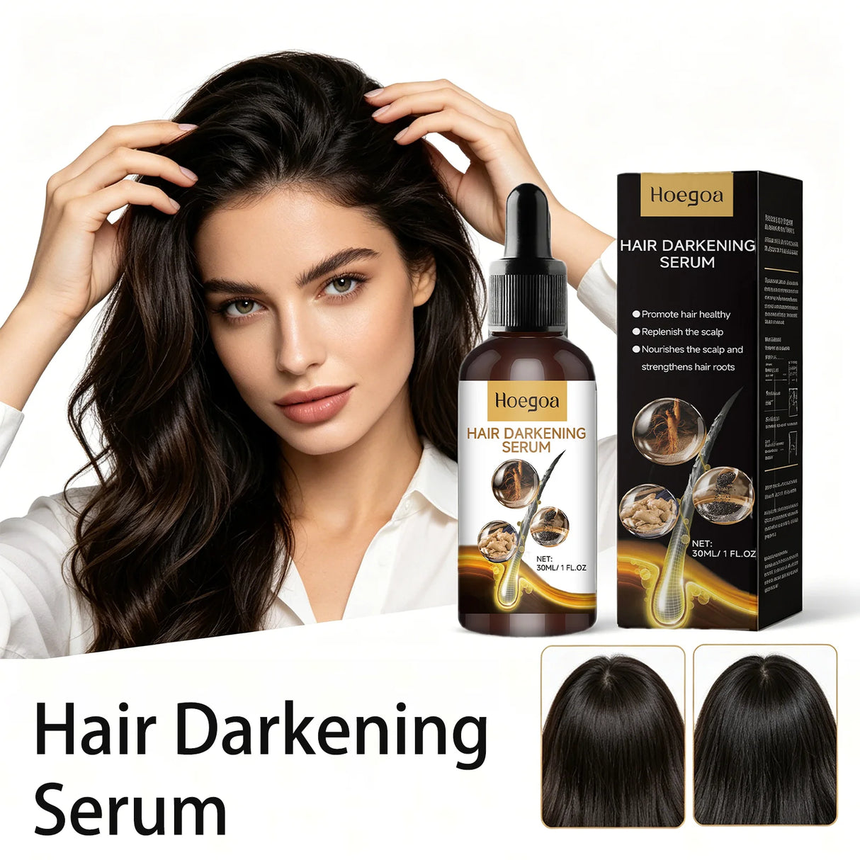 Hair Darkening Serum Deep Clean Scalp Dirt Nourish Strengthen Hair Roots Prevent Hair Loss Anti Breakage Hair Care Essence