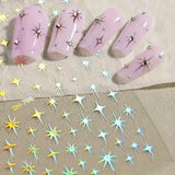 Metal Laser Holographic Star Nail Stickers, Disposable Self-Adhesive Resin Nail Decals for Women, Art Decor Accessories