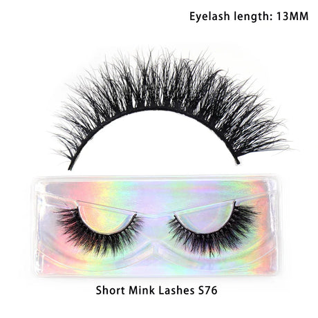 LEHUAMAO 12mm-15mm Short Natural 3D Mink Lashes Fluffy Wispy False Eyelashes 100% Cruelty Free Eyelash Extensio Face Makeup