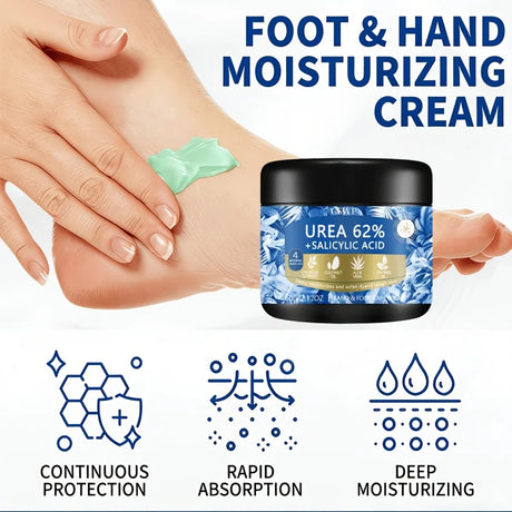 GSWP Urea Salicylic Acid Hand & Foot Moisturizing Cream, Containing Aloe Vera & Tea Tree Oil, Nourishes Dry Skin. 60g/120g