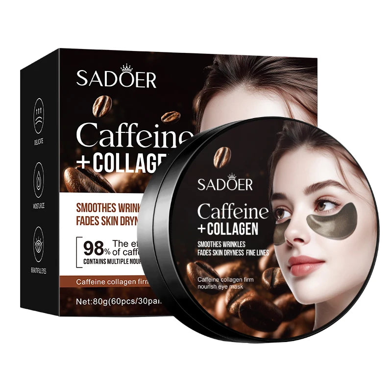 60/120pcs SADOER Caffeine Crystal Collagen Eye Mask: Moisturizing Eye Patches for Eye Care Ant -Aging Anti Wrinkles Skin Care