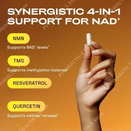 NMN NAD+ Support Capsules 1000mg with TMG & Quercetin Energy Support Wellness Supplement 60 Capsules