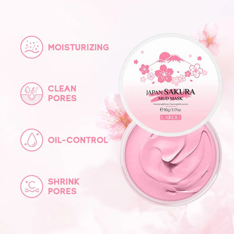 LAIKOU Japan Sakura Clay Mask Deep Cleansing Skin Mud Korean Face Mask Oil Control Shrink Pores Skin Care 80g