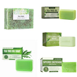 100G Tea Tree Soap, Handmade Soap Bar with Tea Tree Oil, Natural Soaps for Body Skin Cleaning,Gentle Exfoliating Bar Soap care