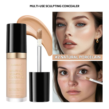 Super Coverage Concealer Multi-Use Cream Oil Free Highlight Covers Dark Circles Long-lasting Natural Matte Finish Long Wear Make