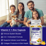 Alxfresh Vitamin C with Zinc for Hair Skin Nails and Brain Heart Health Supports Cellular Level Defense Immune System Booster