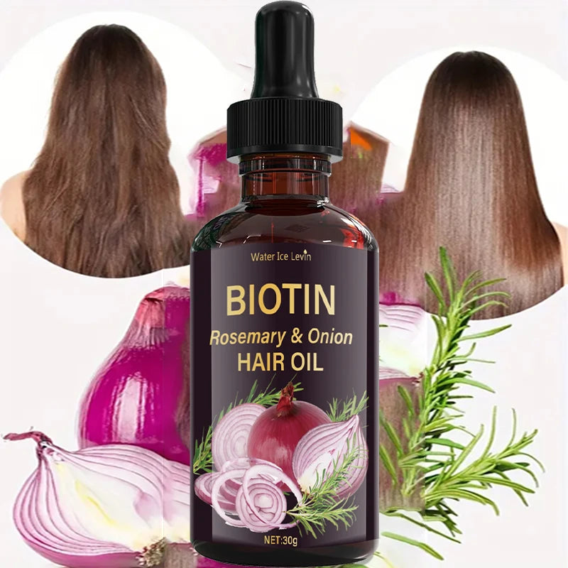 Rosemary & Onion Hair Oil with Biotin Complex - Nourishing Formula for Softer Hair - Heat Styling Support