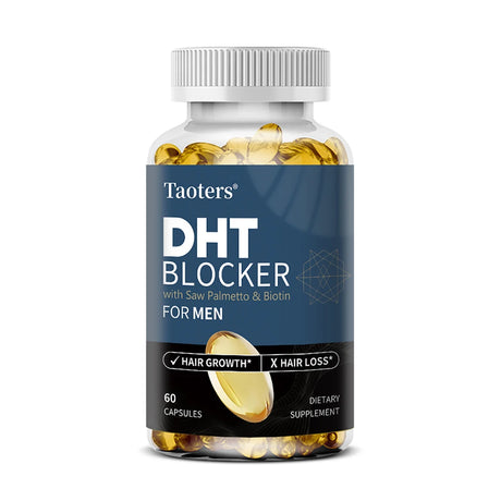 DHT Blocker Hair Growth Supplement with Saw Palmetto, Support Thicker Hair Reduce Thinning & Breakage, Boost Scalp Health