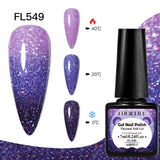 FOUR LILY 7ml Thermal Nail Gel Polish 3 Colors Changing Semi Permanent Soak Off UV/LED Nail Supplies Gel for Manicure Design