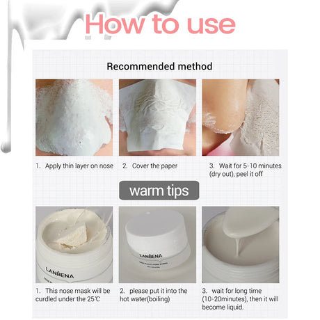 LANBENA Blackhead Remover Peel Off Mask Aloe Vera Extract Paper Plant Pore Strips Deep Clean Hydrating Pore Shrinking Mud Mask