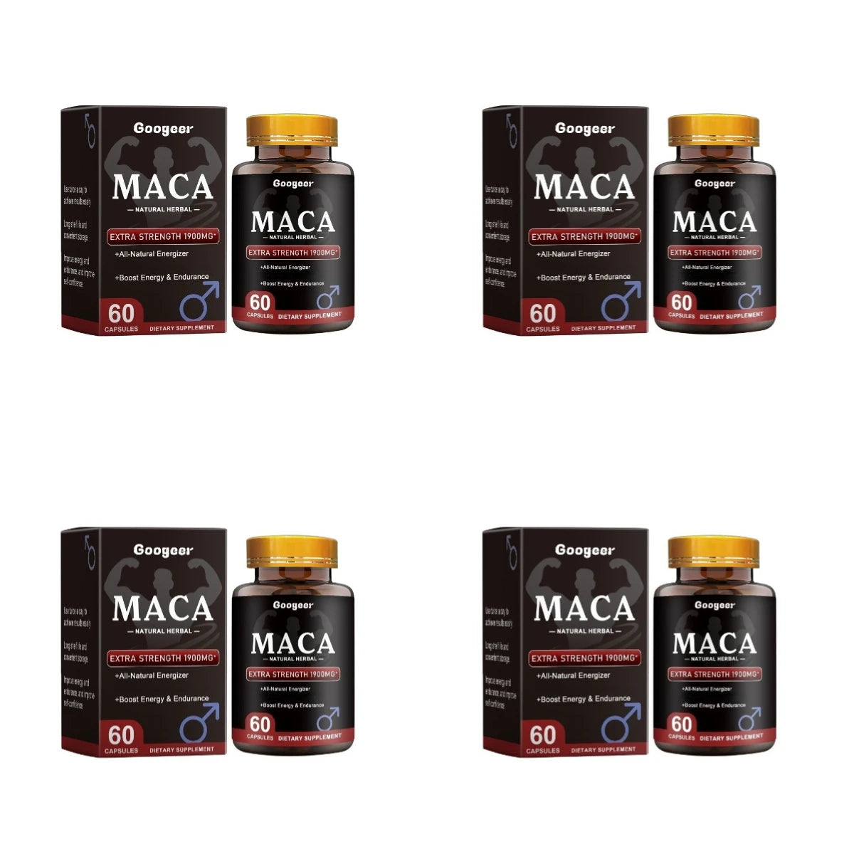 Googeer Maca Capsules with Maca Panax Ginseng and Ashwagandha Supports Energy and Endurance 60 Capsules