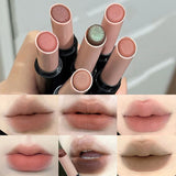 1Pc Matte Red Brown Lipstick Waterproof Matte Shimmer Lipstick Nude Lip Gloss Natural Rouge Balm Long-lasting Makeup Stick