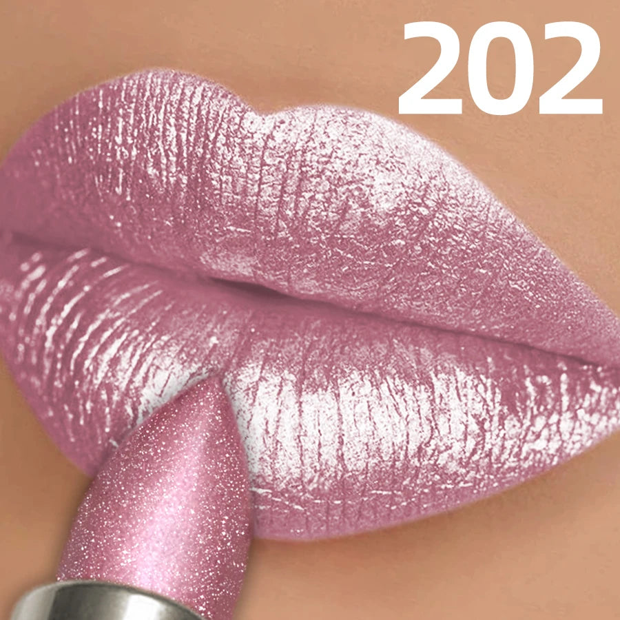 Metallic Glitter Lipstick 3 Color Waterproof Lip Balm Red Long Last Lip Tint Matte Lip Makeup Gifts  Shiny Lip Gloss Cosmetic