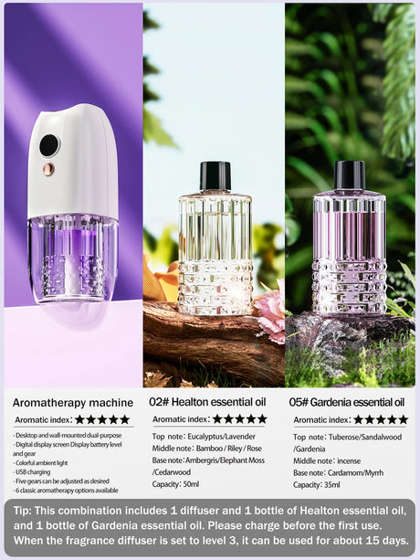 Multi-functional rechargeable portable aroma diffuser essential oil diffuser timer air freshener car home living room bathroom