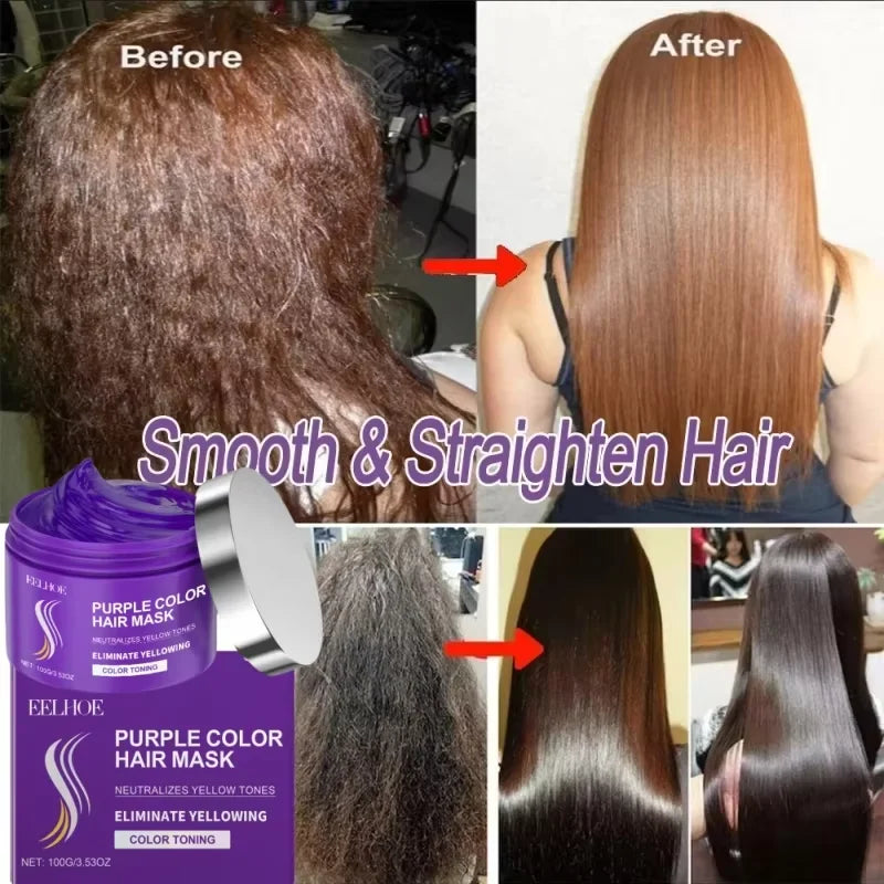 Purple Keratin Hair Mask  Fast Repair Damaged Frizzy Hair Soft Smooth Shiny Nutrition Deep Moisturize Nourishing Hair Care 100g