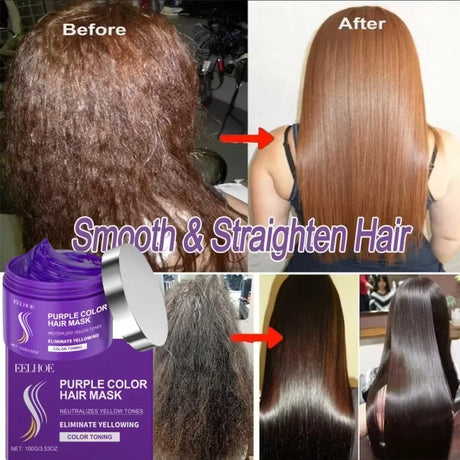 Purple Keratin Hair Mask  Fast Repair Damaged Frizzy Hair Soft Smooth Shiny Nutrition Deep Moisturize Nourishing Hair Care 100g