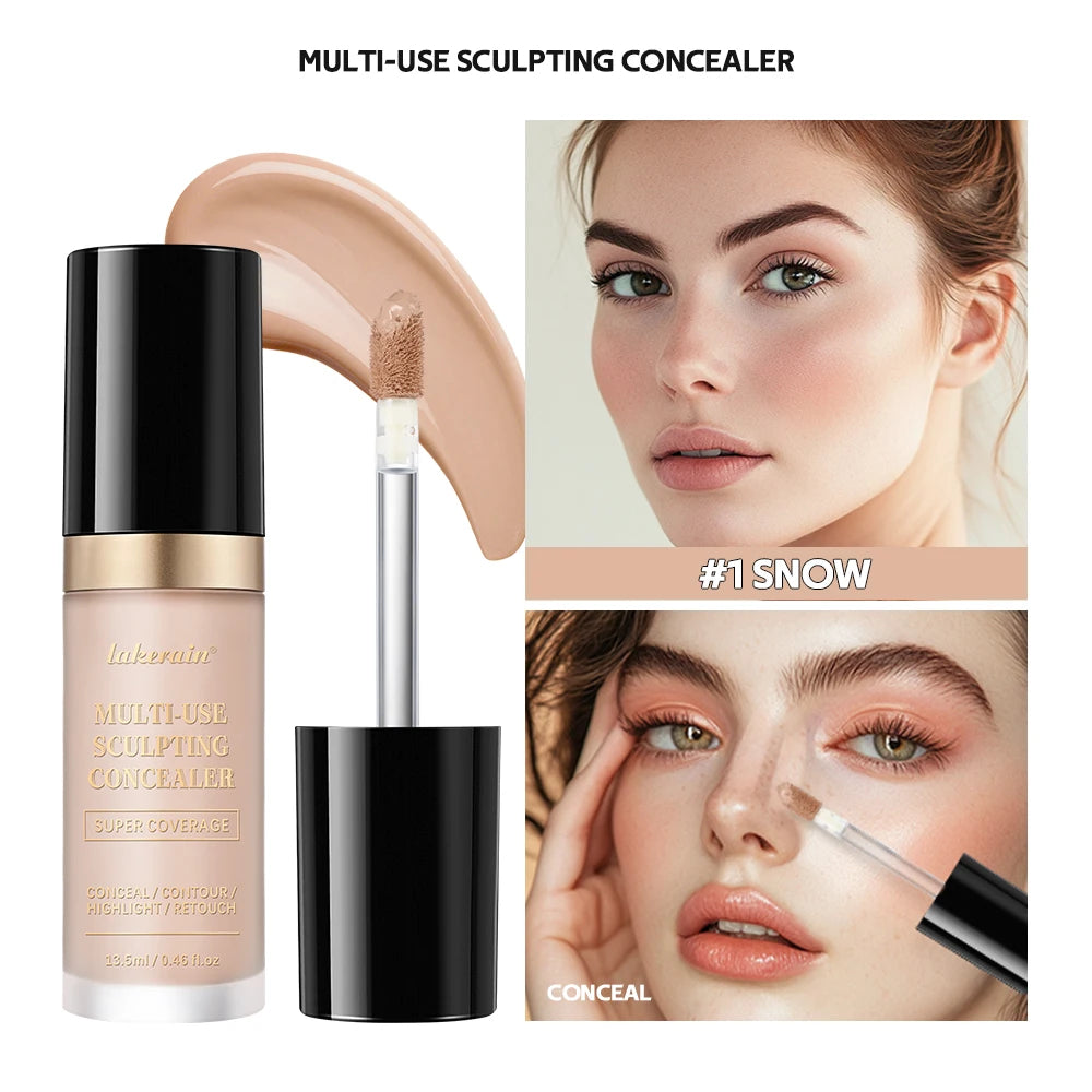 Super Coverage Concealer Multi-Use Cream Oil Free Highlight Covers Dark Circles Long-lasting Natural Matte Finish Long Wear Make