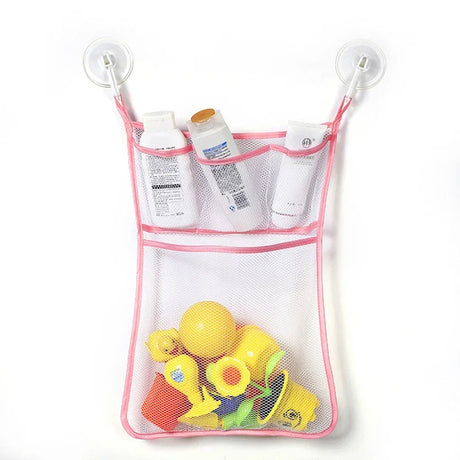 Baby Shower Toy Cute Duck Frog Net Toy Storage Bag Strong Suction Cup Baby Shower Game Bag Bathroom Organizer Water Toy