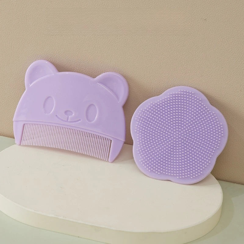 New Baby Hair Comb and Brush Cute Cartoon Whale Infant Soft Silicone Head Massage Comb Hair Cleaning Brush Newborn Bathing Tools