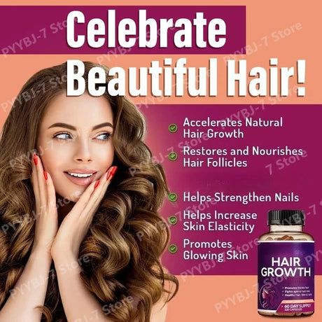 Biotin Collagen Hair Growth Supplement with Vitamins A C D3 E B12 Zinc Supports hair wellness appearance for Women