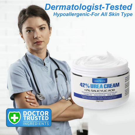 Urea Cream 42% Plus Salicylic Acid 2%, Lavender Foot Cream for Dry Cracked Heels Treatment Knees Elbows Hands Repair Treatment,