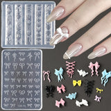 Elegant Bow Silicone Nail Art Molds Cute Bowknot Ribbon 3D Carving Template Gel Printing Stencils Kawaii Japanese Nail Accessory